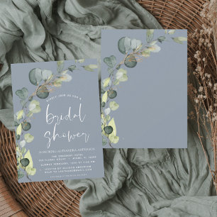 Invitation Fête des mariées Dusty Bleu Vert Eucalyptus