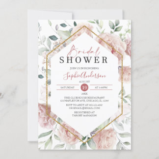 Invitation Fête des mariées Dusty Rose Gold et Eucalyptus Bo