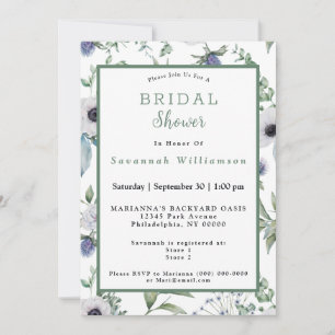 Invitation Fête des mariées écossaise des fleurs alpines blan