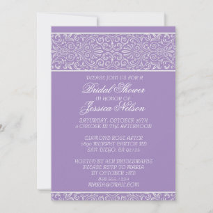Invitation Fête des mariées élégant Lavender Lace 