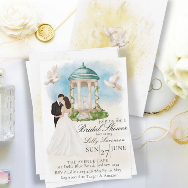 Invitation Fête des mariées élégante avec Gazebo de mariée et (Créateur téléchargé)
