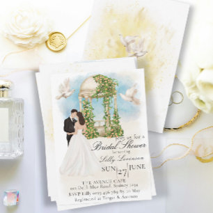 Invitation Fête des mariées élégante avec Gazebo de mariée et