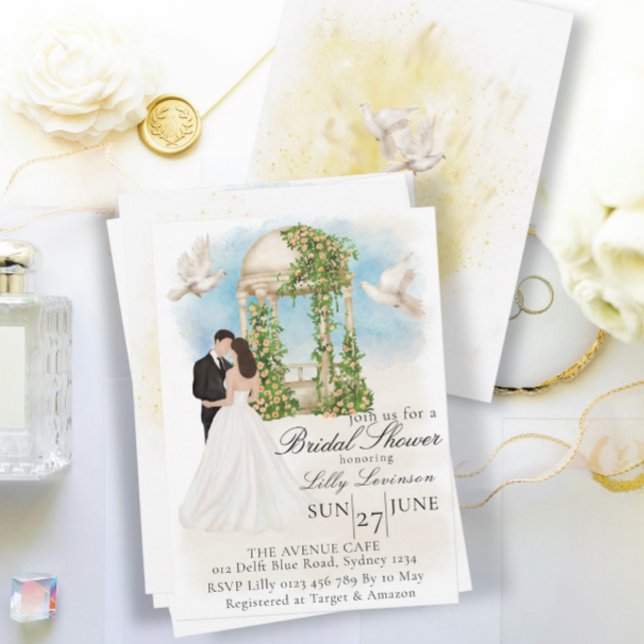 Invitation Fête des mariées élégante avec Gazebo de mariée et (Créateur téléchargé)