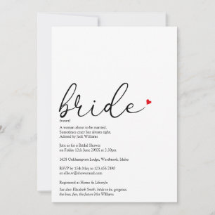 Invitation Fête des mariées élégante de définition de mariée 