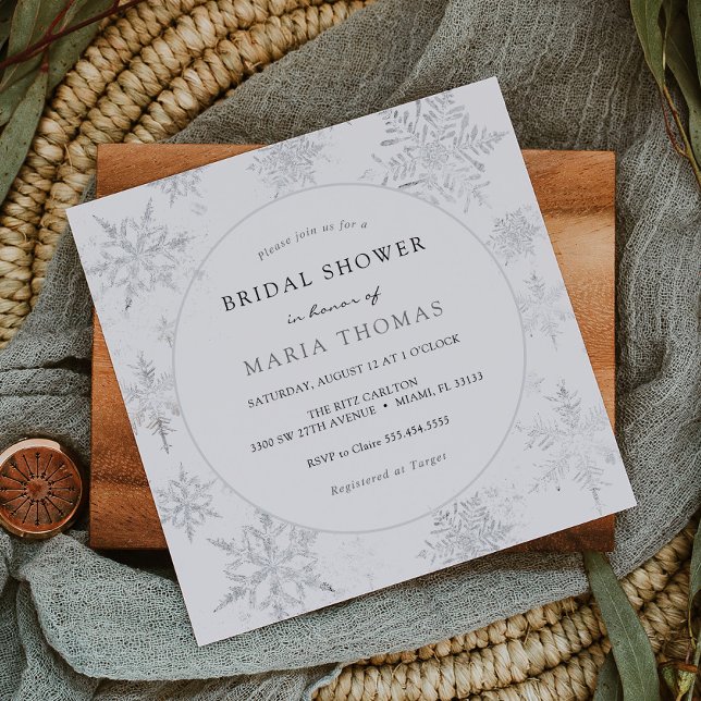 Invitation Fête des mariées Élégante de flocon de neige en hi (Créateur téléchargé)