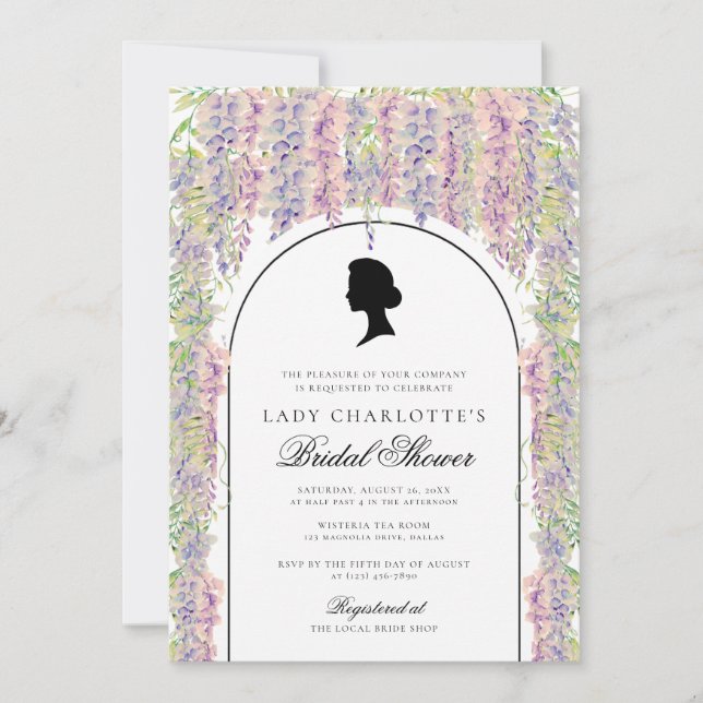 Invitation Fête des mariées élégante de la régence florale (Devant)