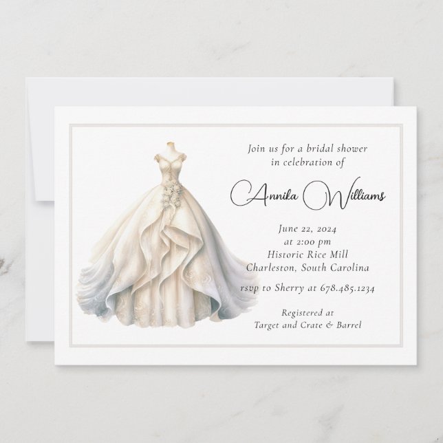 Invitation Fête des mariées élégante robe de mariage (Devant)
