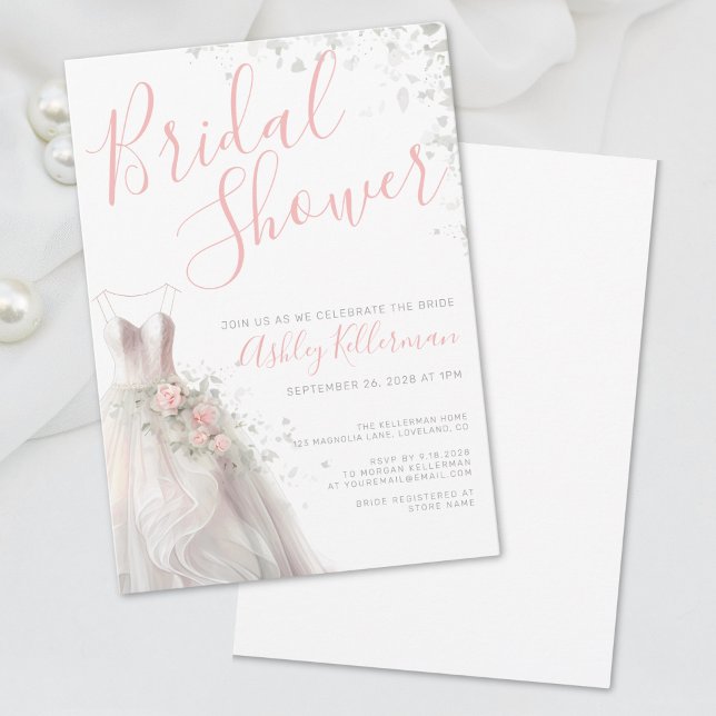 Invitation Fête des mariées élégante robe de mariage (Elegant Wedding Dress Bridal Shower Invitation)