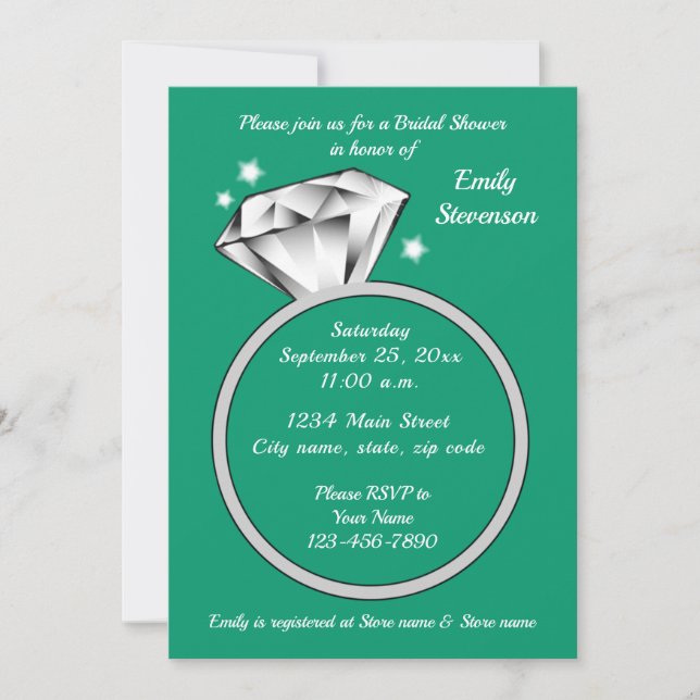 Invitation Fête des mariées Emerald green Diamond (Devant)