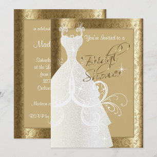 Invitation Fête des mariées en Antique Gold Damask
