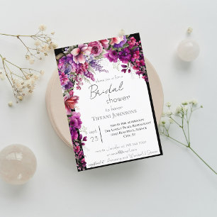 Invitation Fête des mariées en arc floral Fuchsia Lavender