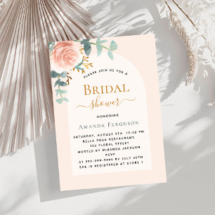 Invitation Fête des mariées en arc rose fleuri