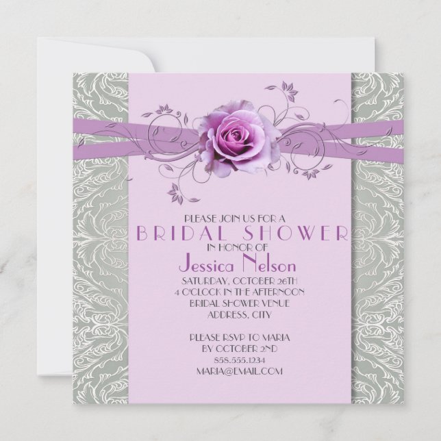 Invitation Fête des mariées en argent Rose Lavender (Devant)
