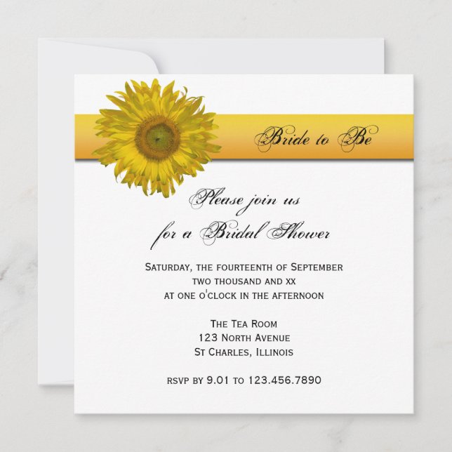 Invitation Fête des mariées en bande de tournesol jaune (Devant)
