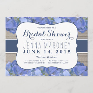 Invitation Fête des mariées en bois bleu violet Hydrangea