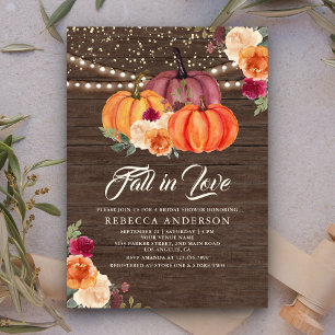 Invitation Fête des mariées en bois Citrouille orange brûlé