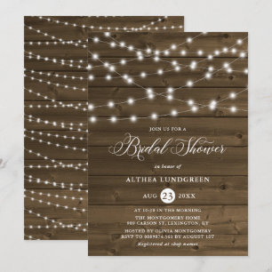 Invitation Fête des mariées en bois rustique