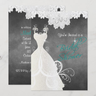 Invitation Fête des mariées en Chalkboard et dentelle