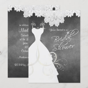 Invitation Fête des mariées en Chalkboard & White Lace