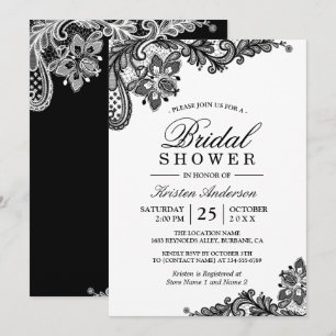 Invitation Fête des mariées en dentelle noire classique