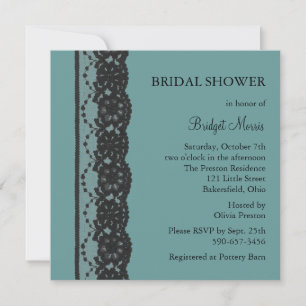 Invitation Fête des mariées en dentelle turquoise 2