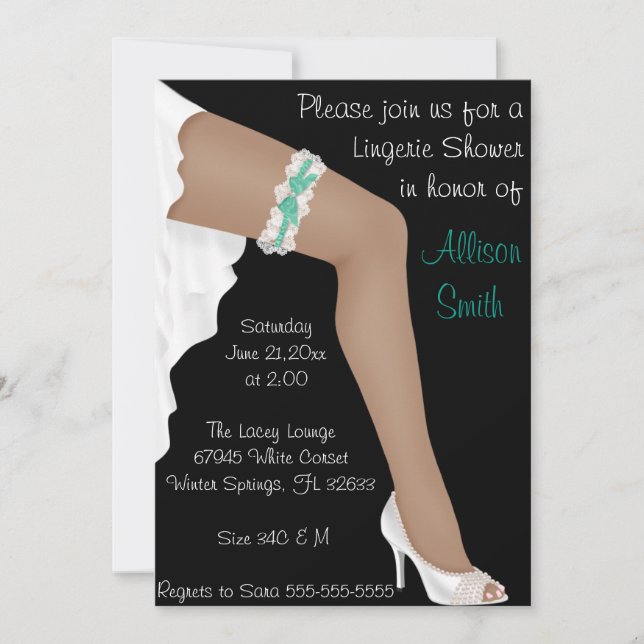 Invitation Fête des mariées en dentelle Turquoise et blanche  (Devant)