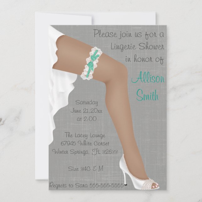 Invitation Fête des mariées en dentelle Turquoise et blanche  (Devant)