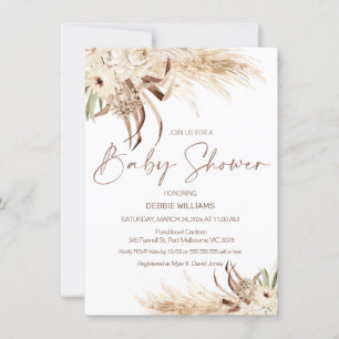 Invitation Fête des mariées en laiton beige Pampas Brown