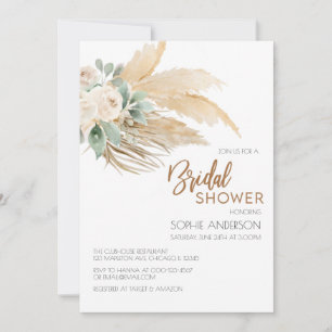 Invitation Fête des mariées en laiton Boho Pampas
