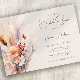 Invitation Fête des mariées en laiton de Boho Pampas