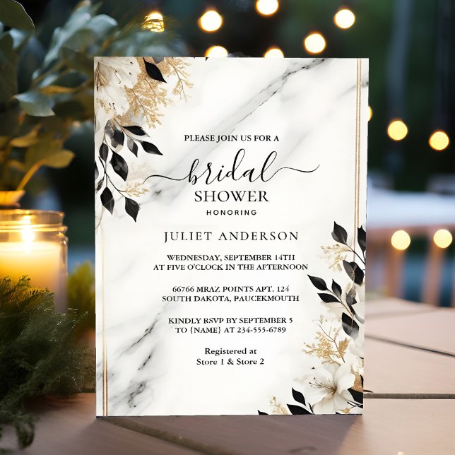 Invitation Fête des mariées en marbre de pierre empilée (Créateur téléchargé)