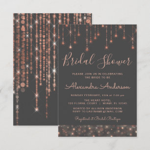 Invitation Fête des mariées en or gris et Rose