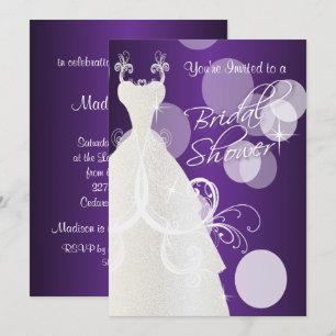 Invitation Fête des mariées en violet métallique
