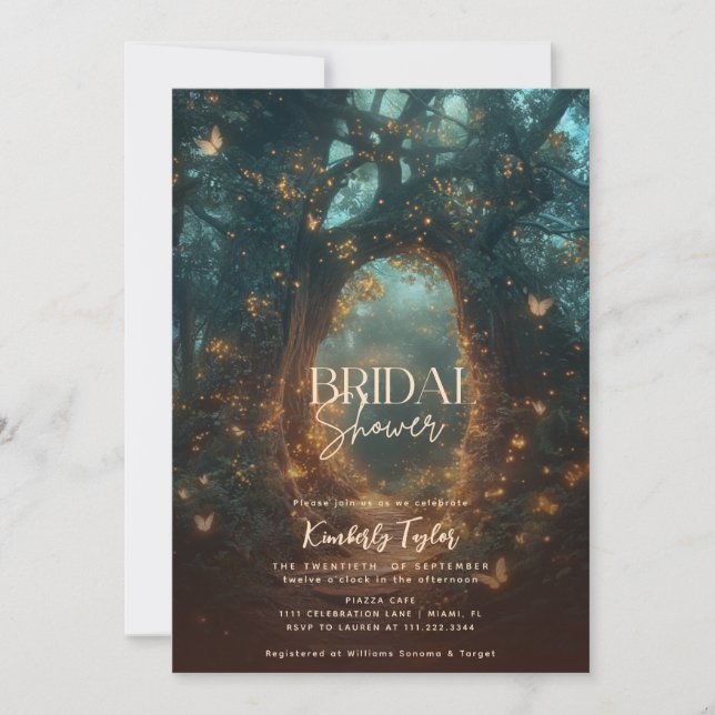 Invitation Fête des mariées Enchanted Forest Fairy Lights (Devant)