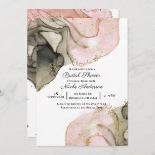 Invitation Fête des mariées épaisse Moody Pink Gold Inky