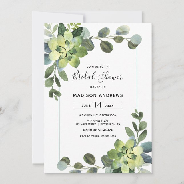 Invitation Fête des mariées Eucalyptus (Devant)