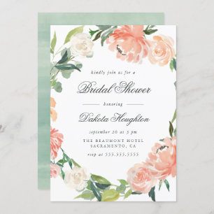 Invitation Fête des mariées Eucalyptus & Peonies aquarelle
