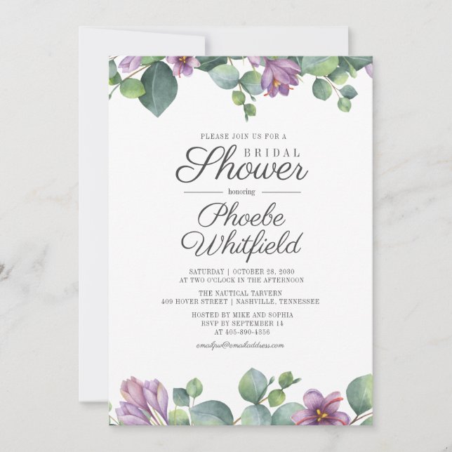 Invitation Fête des mariées Eucalyptus Verdure Floral (Devant)