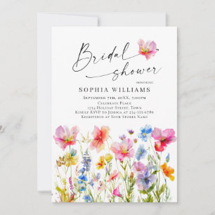 Invitation Fête des mariées Festive Bright Watercolor Flowers