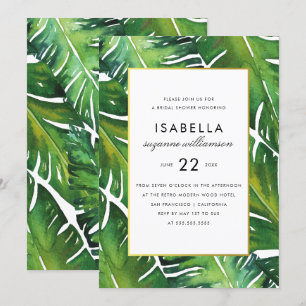 Invitation Fête des mariées Feuille moderne verte tropicale