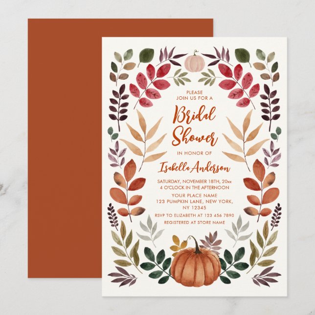Invitation Fête des mariées Feuilles d'automne  (Devant / Derrière)