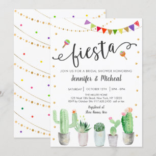 Invitation Fête des mariées Fiesta Cactus Couples