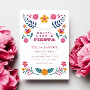 Invitation Fête des mariées Fiesta mexicaine jaune rose