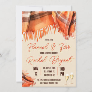 Invitation Fête des mariées flanelle et fizz, automne, orange