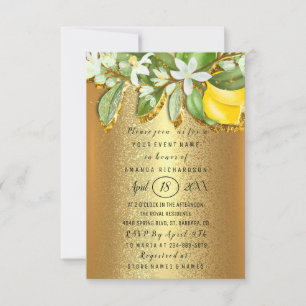 Invitation Fête des mariées Fleur Brunch Lemon Tree Golden