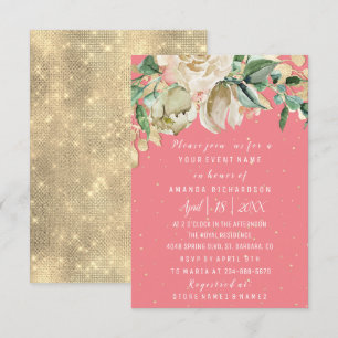 Invitation Fête des mariées Fleur Brunch Mint Rose roseConfet