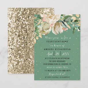 Invitation Fête des mariées Fleur Brunch Mint Vert Aquarelle