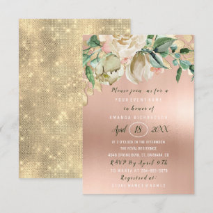 Invitation Fête des mariées Fleur Brunch Monnaie Roses peau r