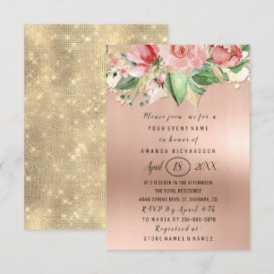 Invitation Fête des mariées Fleur Brunch Monnaie Roses rose p
