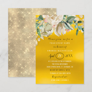 Invitation Fête des mariées Fleur Brunch Spark Gold Lemon